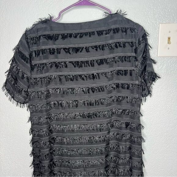 Show Me Your Mumu Demi Fuzzy Fringe Mini Short Sleeve Black Dress Sz M - Picture 6 of 10